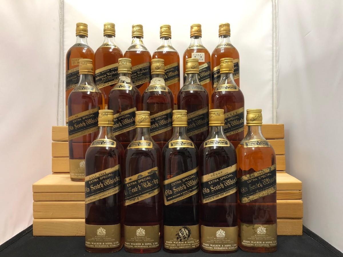 ジョニーウォーカーブラック16本セット760ml750ml43%金キャップ 特級 スコッチウイスキー大量まとめ売り福袋 4/5QUART JohnnieWalkerBlack