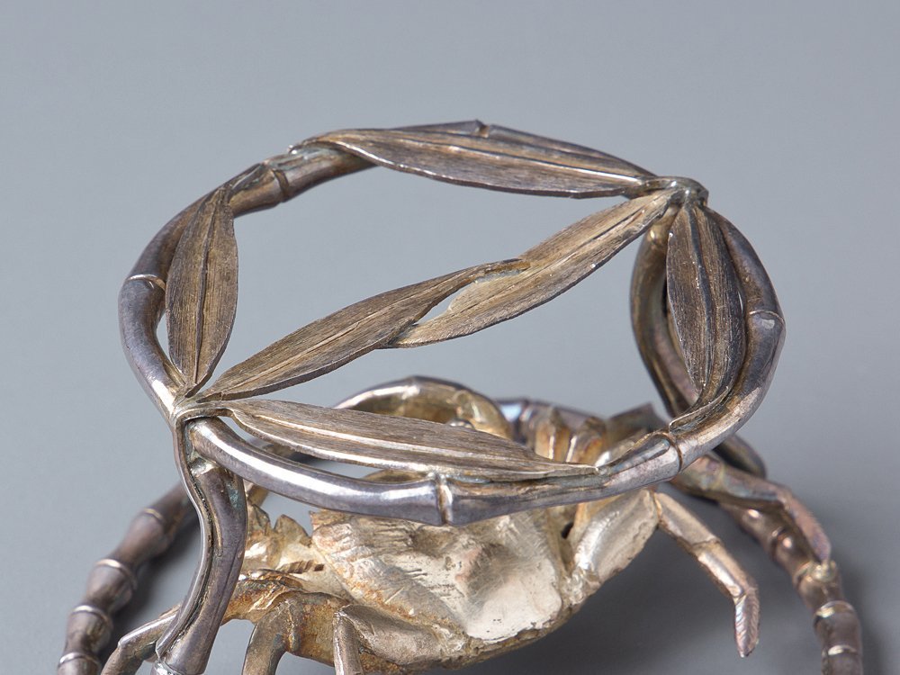 茶道具 蓋置 一ノ瀬宗辰 南鐐笹蟹 銀製品 共箱 置物・インテリアにも