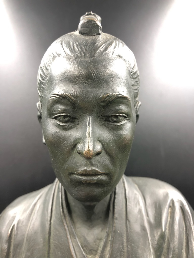 吉田松陰像 銅製 ブロンズ像 疋田雪洲作木彫像の細密写 吉田松陰像 - ブロンズ像 疋田雪洲作木彫像の細密写 銅製 吉田松陰先生