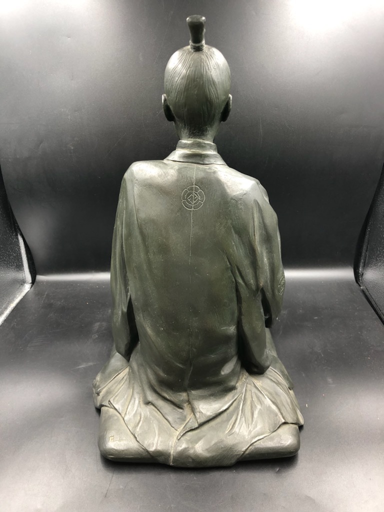 吉田松陰像 - ブロンズ像 疋田雪洲作木彫像の細密写 銅製 吉田松陰先生