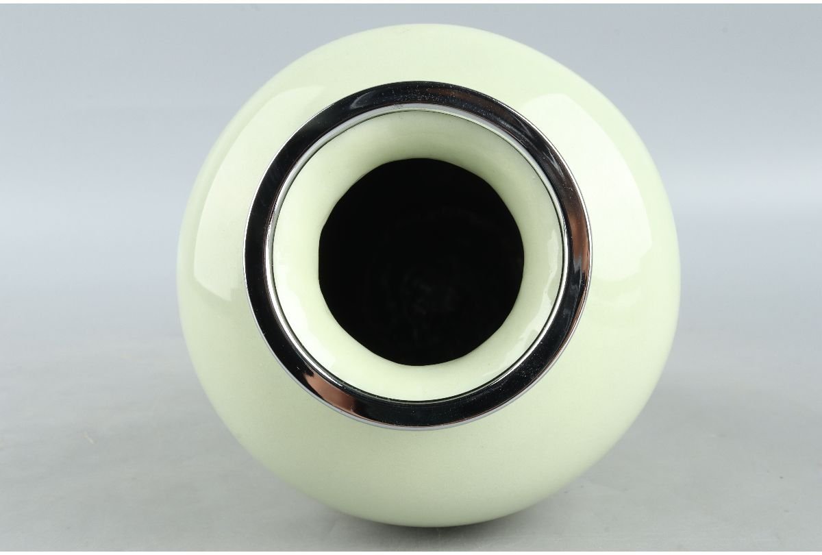 七宝焼 安藤七宝店 SILVER刻印 翡翠釉 花文 花瓶 共箱 M R8879B 七宝焼 [