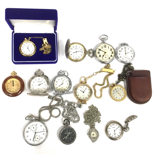 ウォルサム ラウンド スモセコ 機械式 手巻き 懐中時計 他 ROVENDINO シルバーケース クォーツ 他 懐中時計 セット