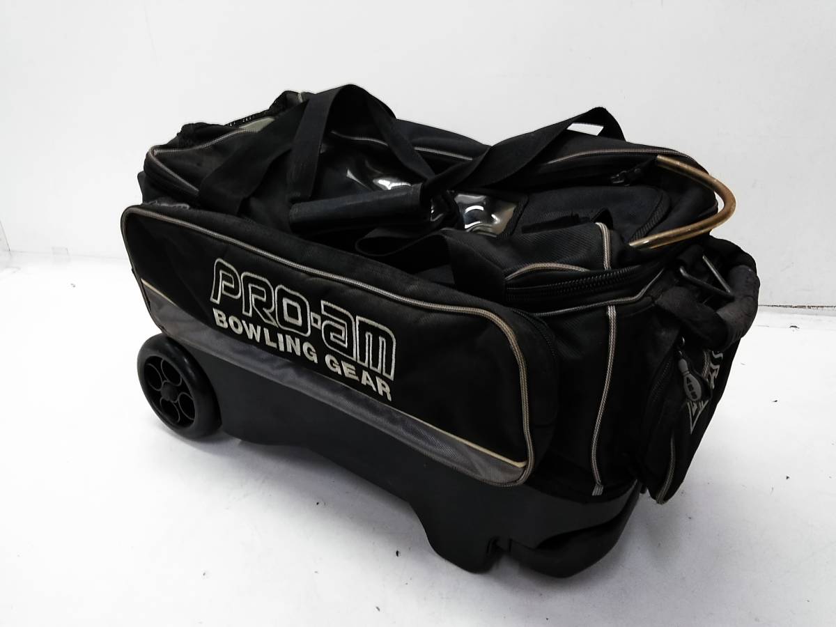 ◆ABS PRO-AM BOWLING GEAR キャスター付 ボーリング バッグ 2球用 黒 キャリーバッグ [0901D12] @160 ◆