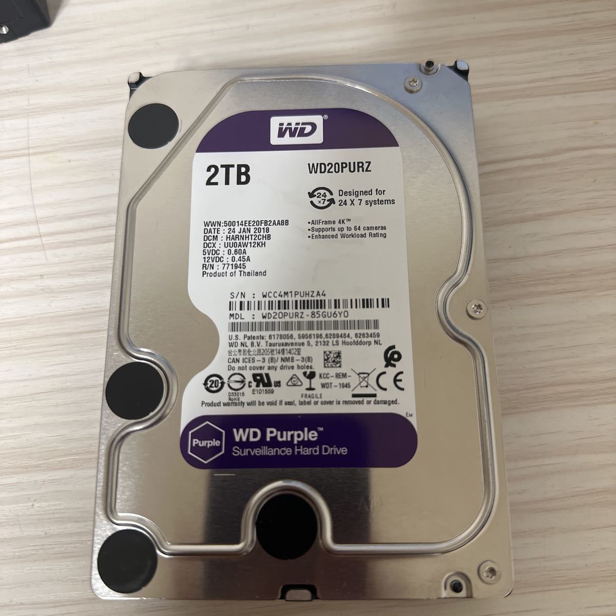 X331:【動作保証/使用0時間/AVコマンド対応】WDC WD20PURZ-85GU6Y0 3.5インチHDD SATA 2TB 2000GB