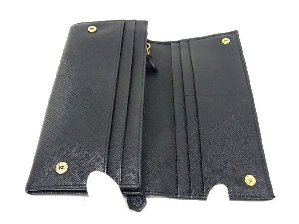 1円 PRADA プラダ サフィアーノレザー Wホック 長財布 ウォレット 札入れ 小銭入れ メンズ レディース ブラック系 AR0584 ...