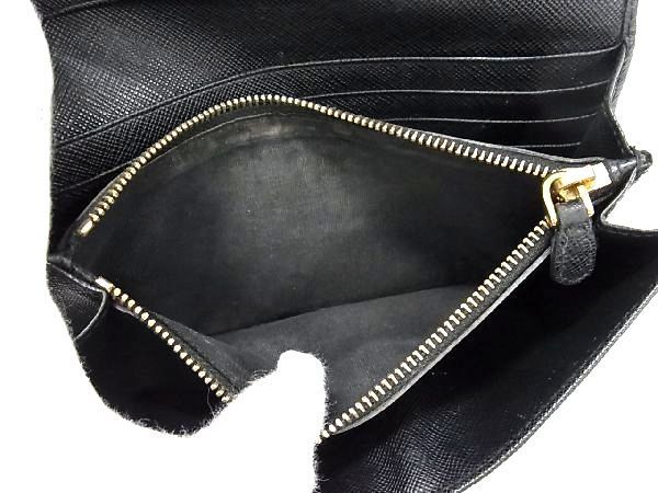 1円 PRADA プラダ サフィアーノレザー Wホック 長財布 ウォレット 札入れ 小銭入れ メンズ レディース ブラック系 AR0584 ...