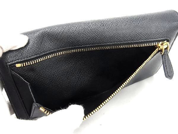1円 PRADA プラダ サフィアーノレザー Wホック 長財布 ウォレット 札入れ 小銭入れ メンズ レディース ブラック系 AR0584 ...