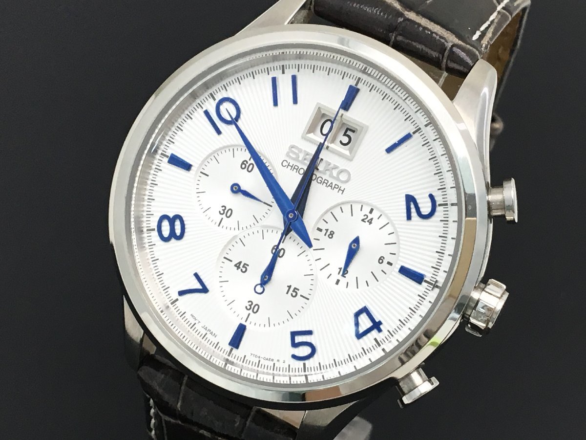 SEIKO 7T04-0AE0 クォーツ クロノグラフ 腕時計 メンズ 稼働品 中古 