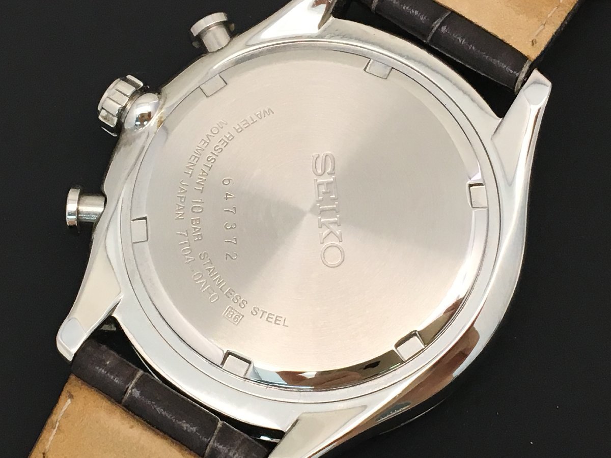 SEIKO 7T04-0AE0 クォーツ クロノグラフ 腕時計 メンズ 稼働品 中古 