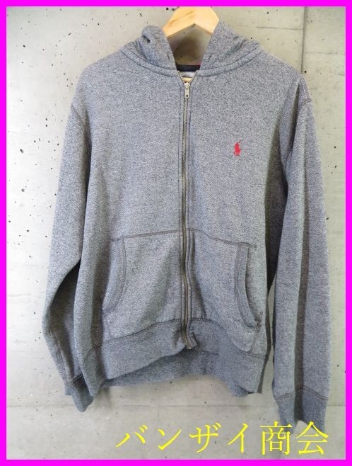 4001m3◆良品です◆Ralph Lauren ラルフローレン 裏地チェック フルジップ スエットパーカー L/トレーナー/ジャケット/ポロシャツ/グレー