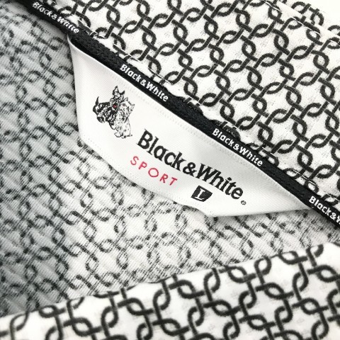 BLACK&WHITE ブラックアンドホワイト 半袖ポロシャツ 総柄 ブラック系 