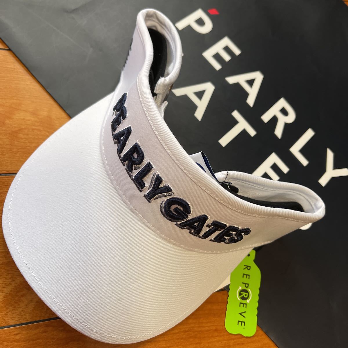 送料無料PEARLY GATESパーリーゲイツ立体PGサンバイザーPGグラデーションDesign汗止めテープADJUST環境保護ECOリサイクルunisex White新品