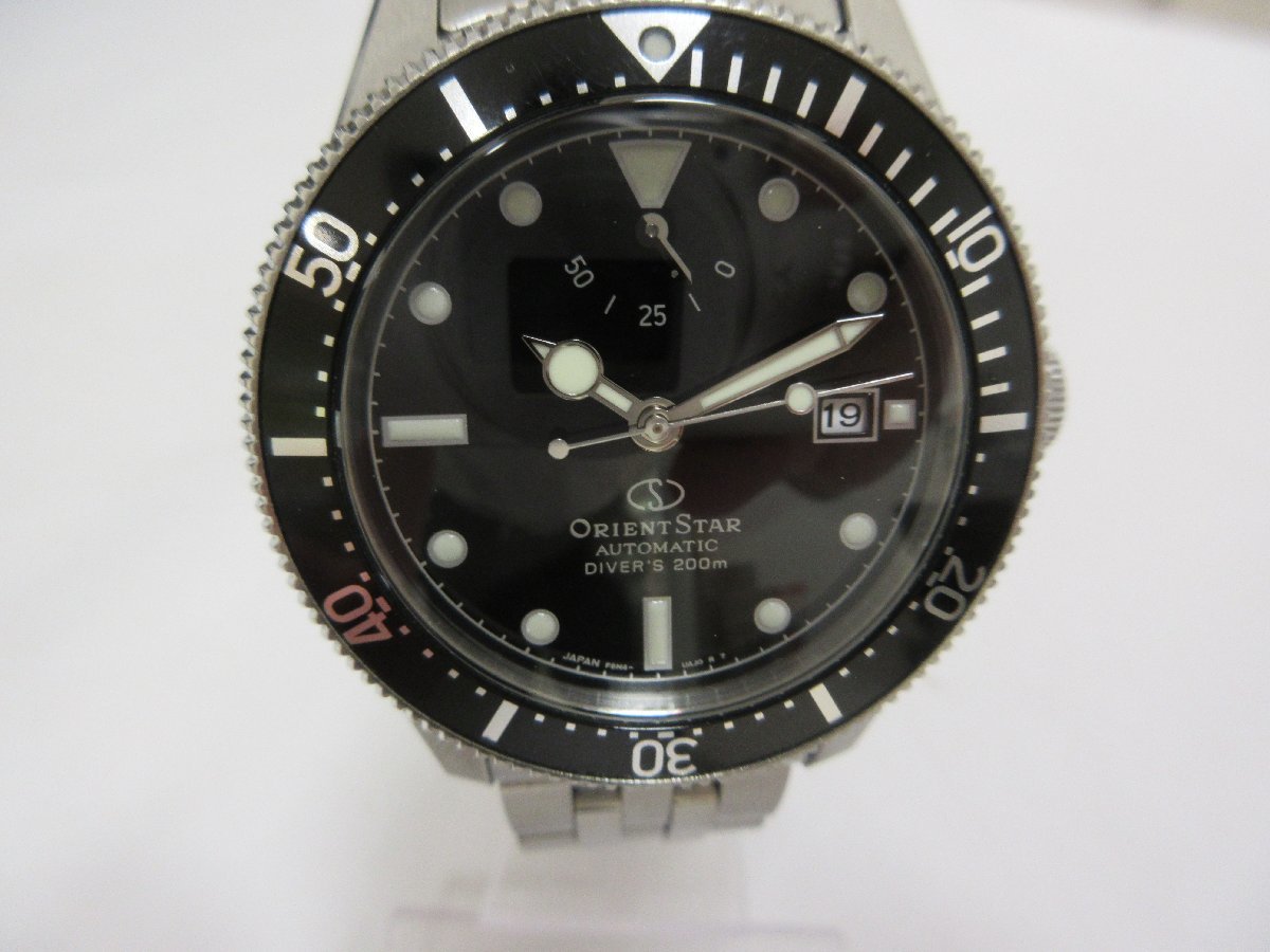 ORIENTオリエントスター ダイバー F6N4-UAM0 自動巻き パワーリザーブ 回転ベゼル メンズ 腕時計 稼働品 コマ・替えベルト付