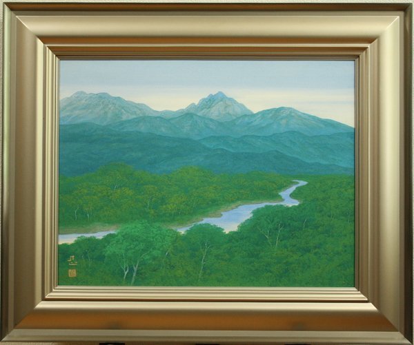 ★新入荷◆高越甚 「緑風早月川」 １０号 共シール 日展特選 日春賞 富山県 日本画 Jin Takagoshi★