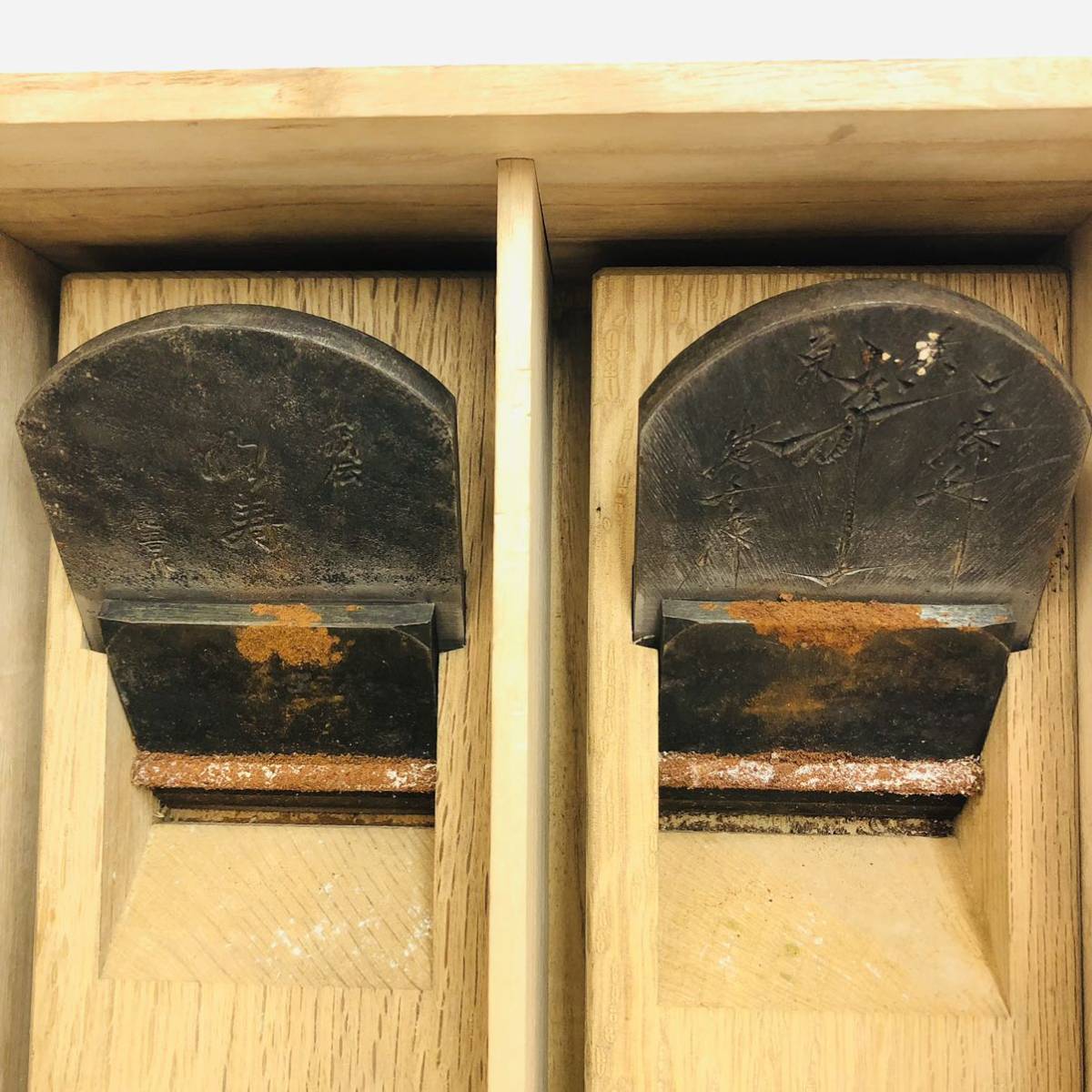 9SD6 碓氷健吾 明惠 夫婦鉋 碓氷鉋製作所 藤原壽一 大工道具 木箱 現状 
