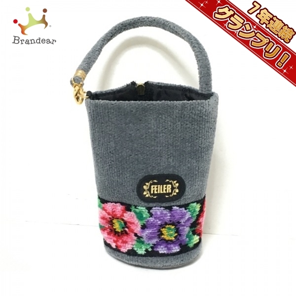 フェイラー FEILER 小物入れ - パイル グレー×黒×マルチ ボトルホルダー/花柄 財布