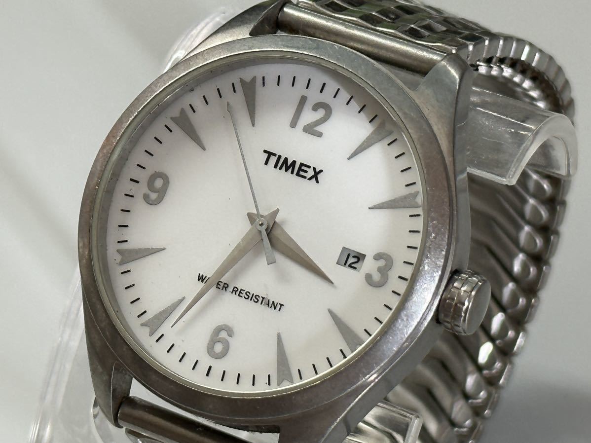 1円〜☆メンズ腕時計 TIMEX タイメックス 1854 クォーツ 白文字盤 動作 