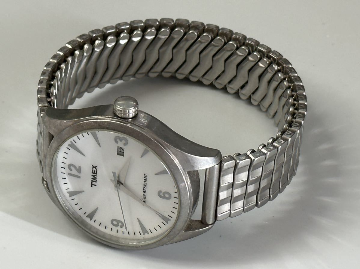 1円〜☆メンズ腕時計 TIMEX タイメックス 1854 クォーツ 白文字盤 動作 
