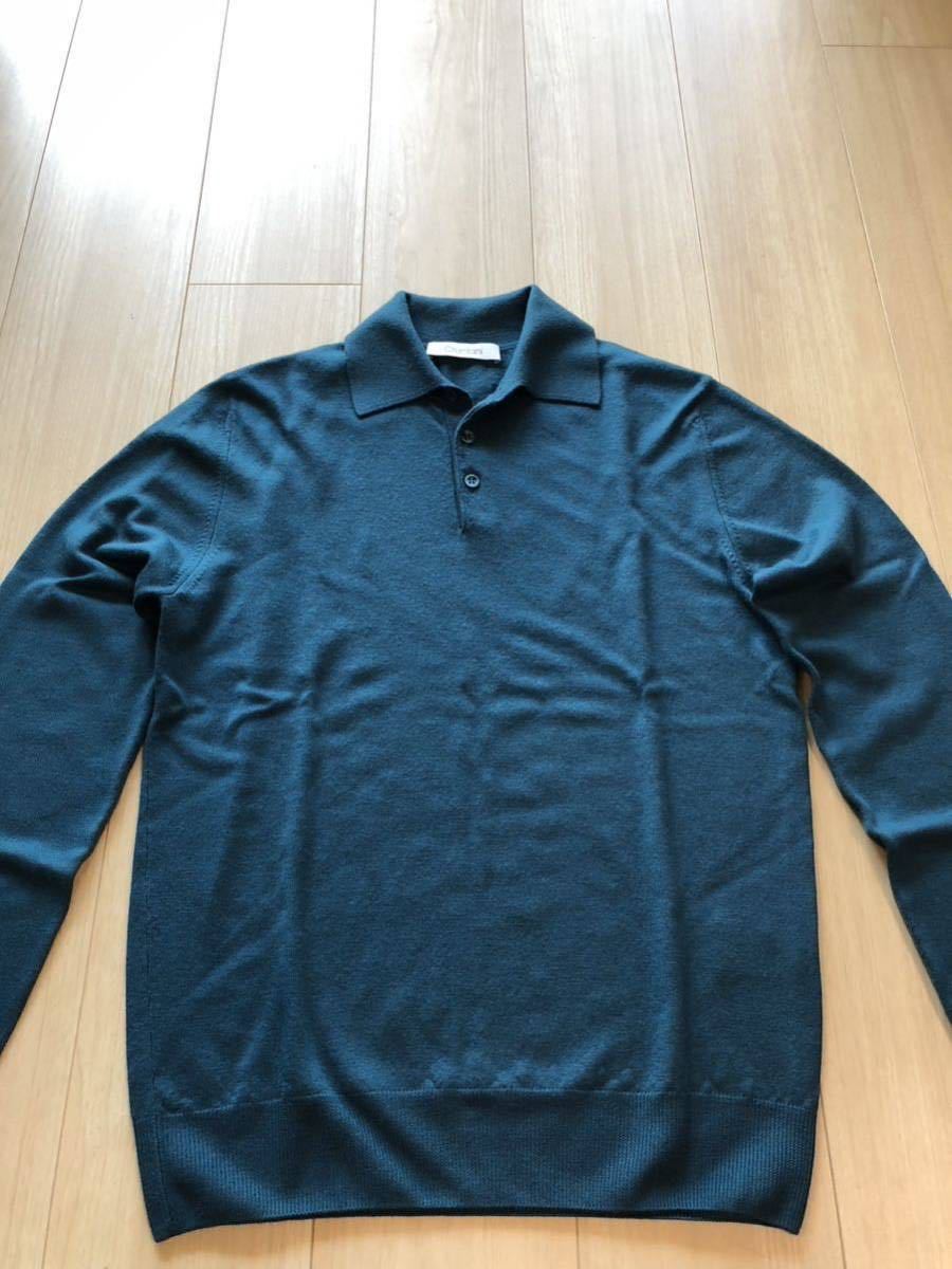 クルチアーニ　cruciani ロングニットポロ　ネイビーブルー46