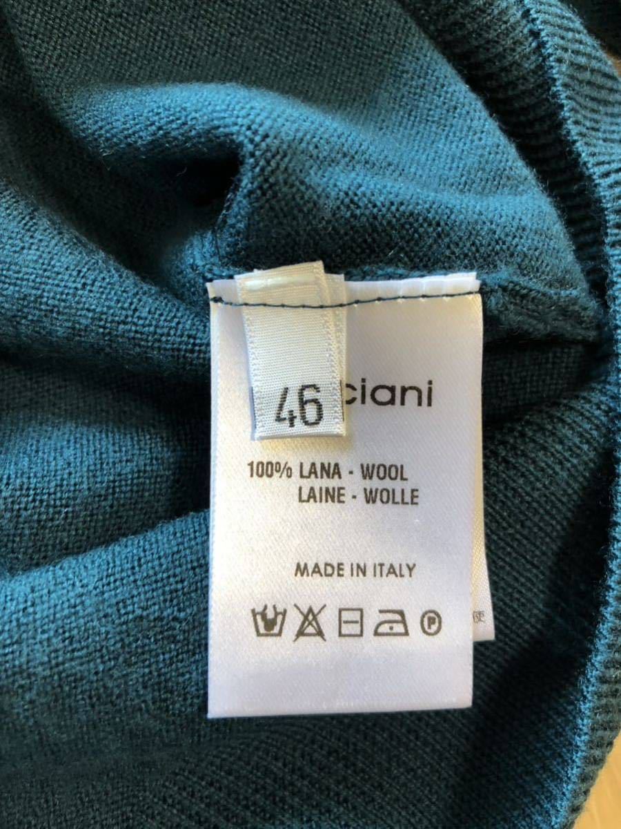 クルチアーニ　cruciani ロングニットポロ　ネイビーブルー46