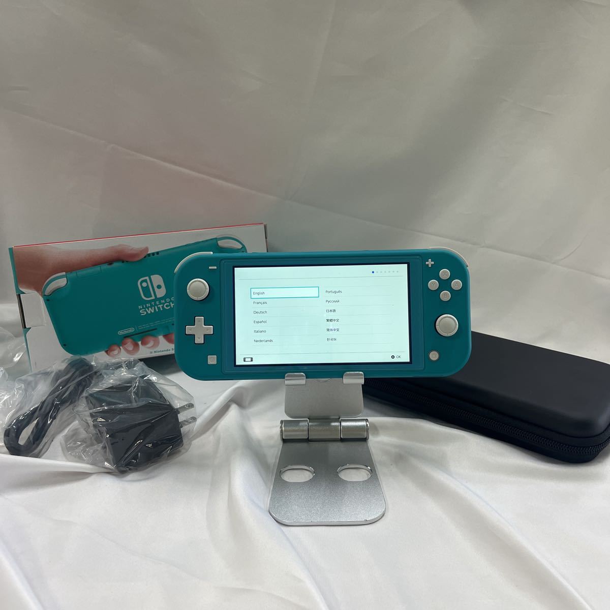 Nintendo Switch Lite ターコイズ　本体+ACアダプタ+ケース ①Nintendo Switch liteターコイズ本体 箱 ACアダプタ ケース付き