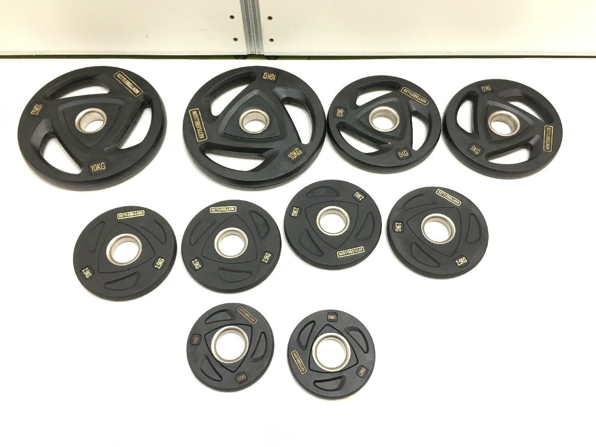 KETTLEBELLKON ケトルベル魂 オリンピックプレート 10kg×2 5kg×２ 2.5kg×4 1.25kg×２ 総重量42.5kg 穴径50mm バーベル Y09051su