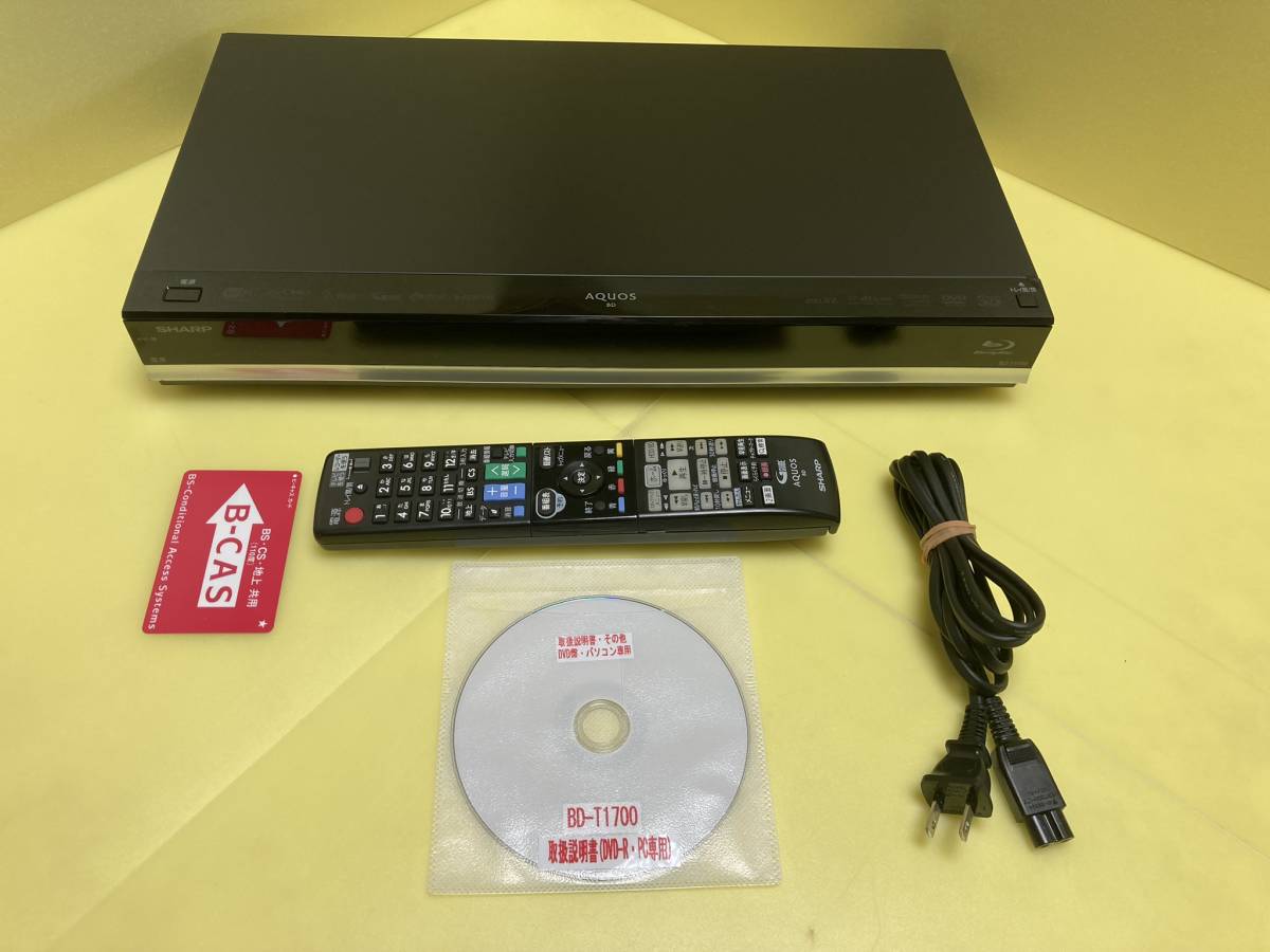 SHARP シャープ BDレコーダー BD-T1700 3番組同時録画 HDDは交換中古品