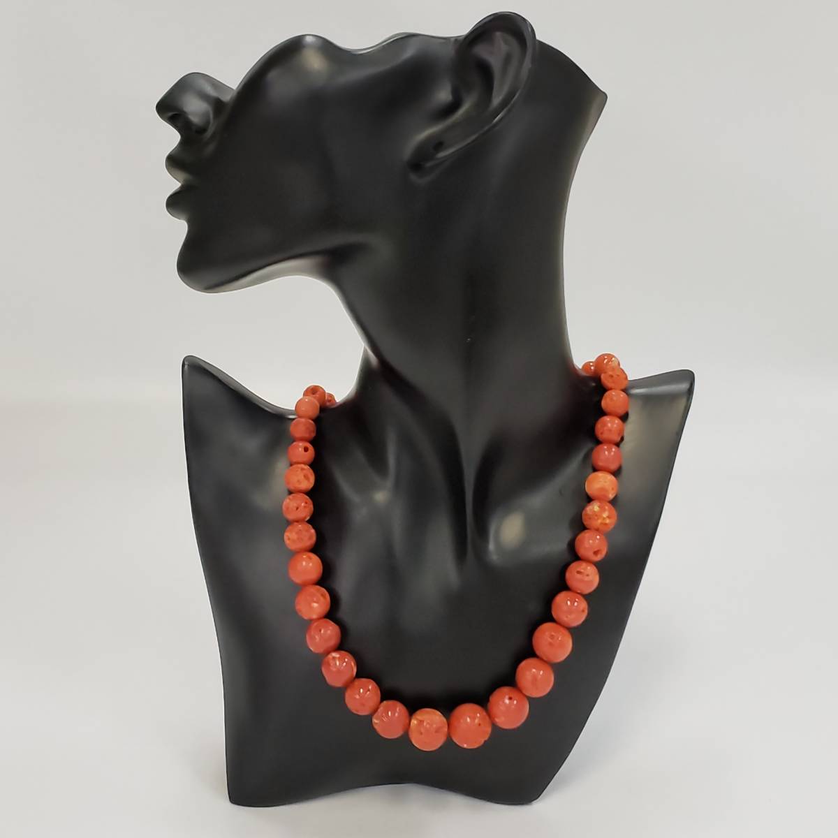 E101-640　珊瑚　サンゴ　ネックレス　アクセサリー　SILVER　シルバー　小物　重量：約81.7g　約7.7mm珠－約14.8mm珠　