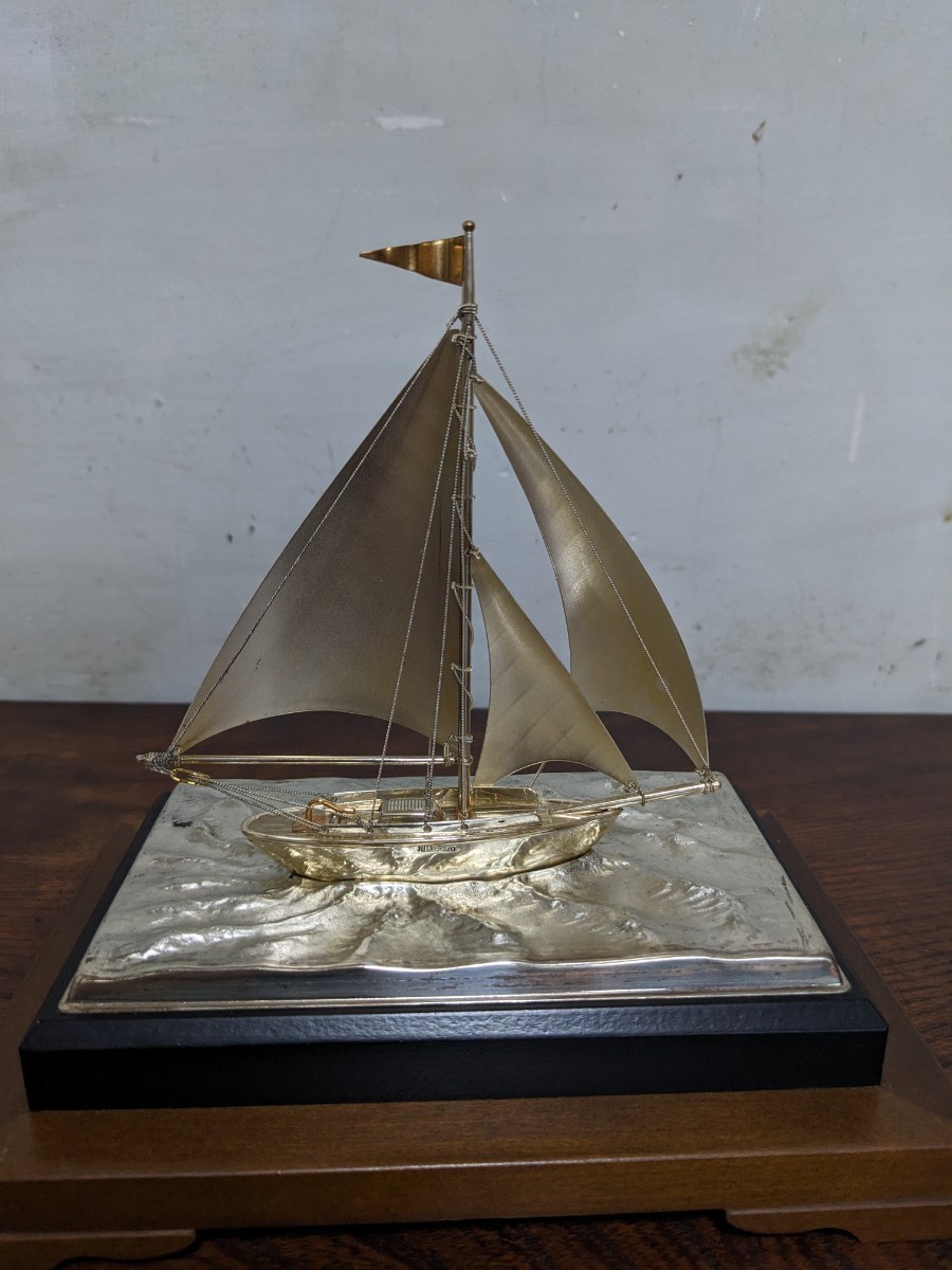 SILVER970 船 舟 帆船 ヨット フルセール 置物 飾り物 シルバー 純銀