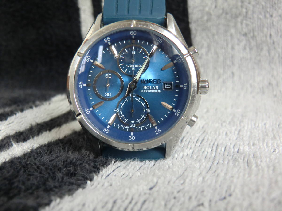 SEIKO WIRED V176-OAEO ソーラー 青文字盤 稼働 【公式通販】