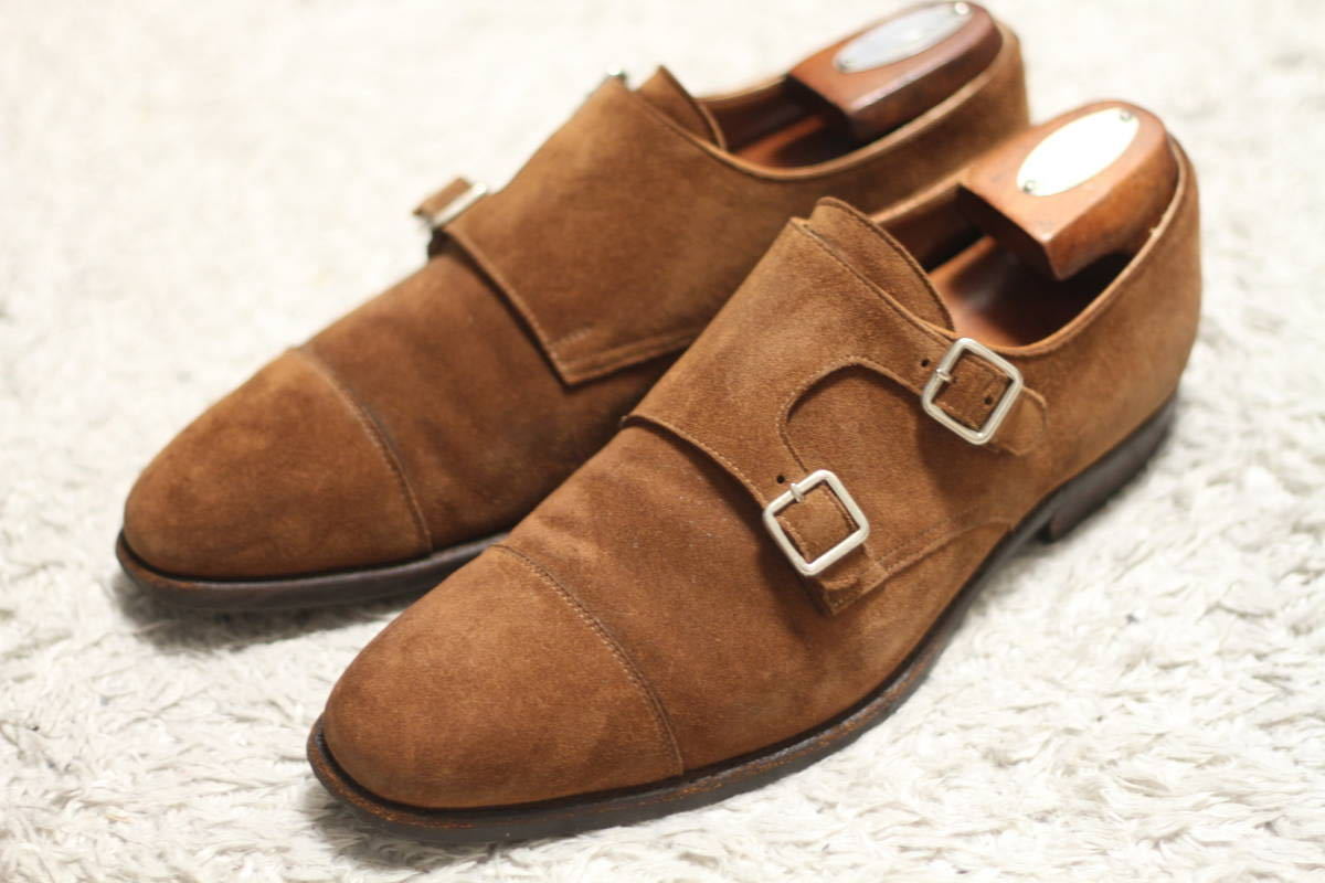 良品】CROCKETT & JONES スエード ダブルモンクストラップ 6.5D