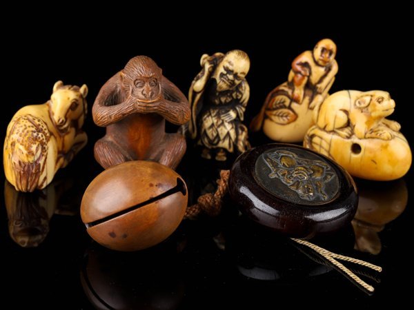 【流】時代提げ物 根付七点 DF600