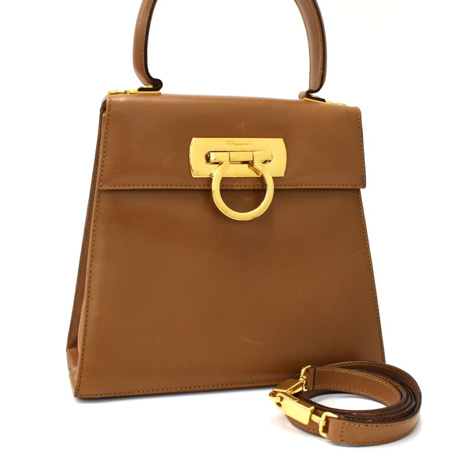 Salvatore Ferragamo エイミー パッチワーク 2Way ハンドバッグ ブラウン (189127 main image 0