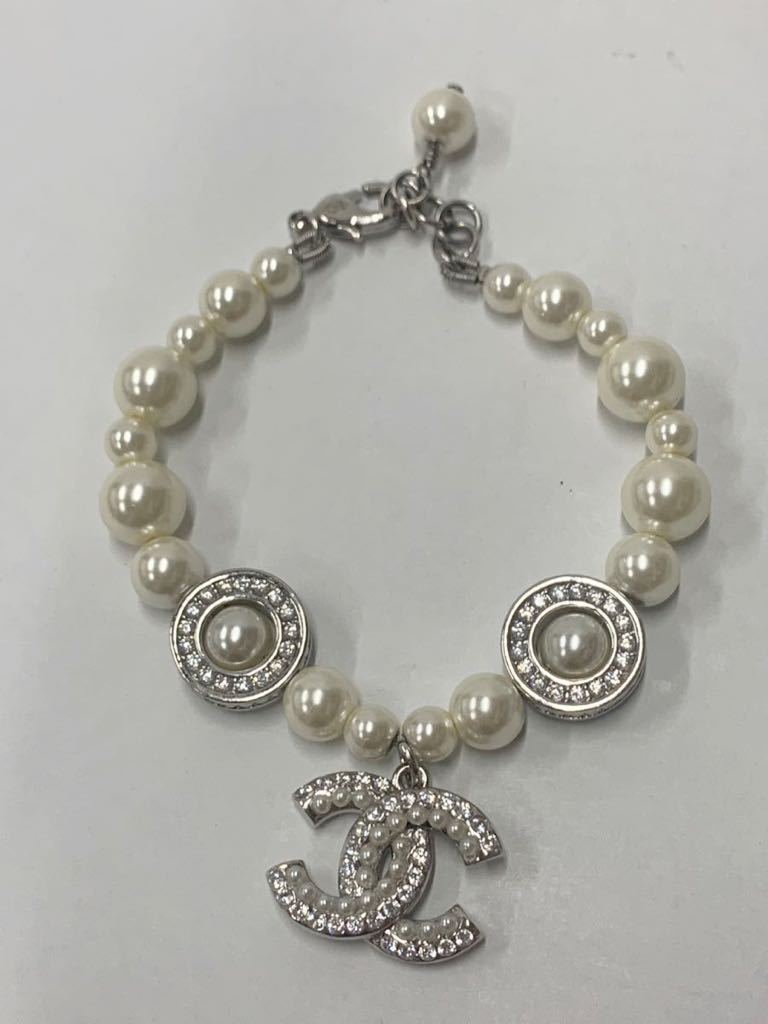 CHANEL パールブレスレット　ココマーク CHANELシャネル ココマーク パール ストーン ブレスレット 総重量28.4g