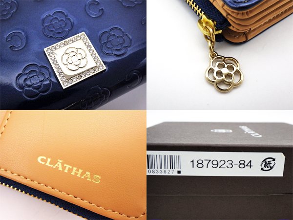未使用品】CLATHAS クレイサス L字ファスナー 二つ折り財布 ネイビー