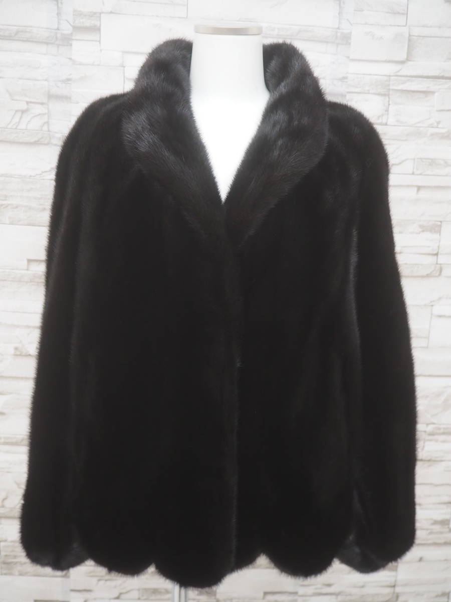 ■ダークミンク■ボレロ■着丈65cm■SAGAシルバー■スカラップデザイン■