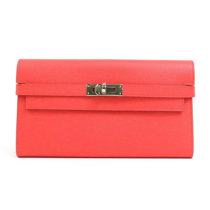 エルメス HERMES 長財布 ケリーウォレットロング ヴォーエプソン ローズジャイプール シルバー ユニセックス 