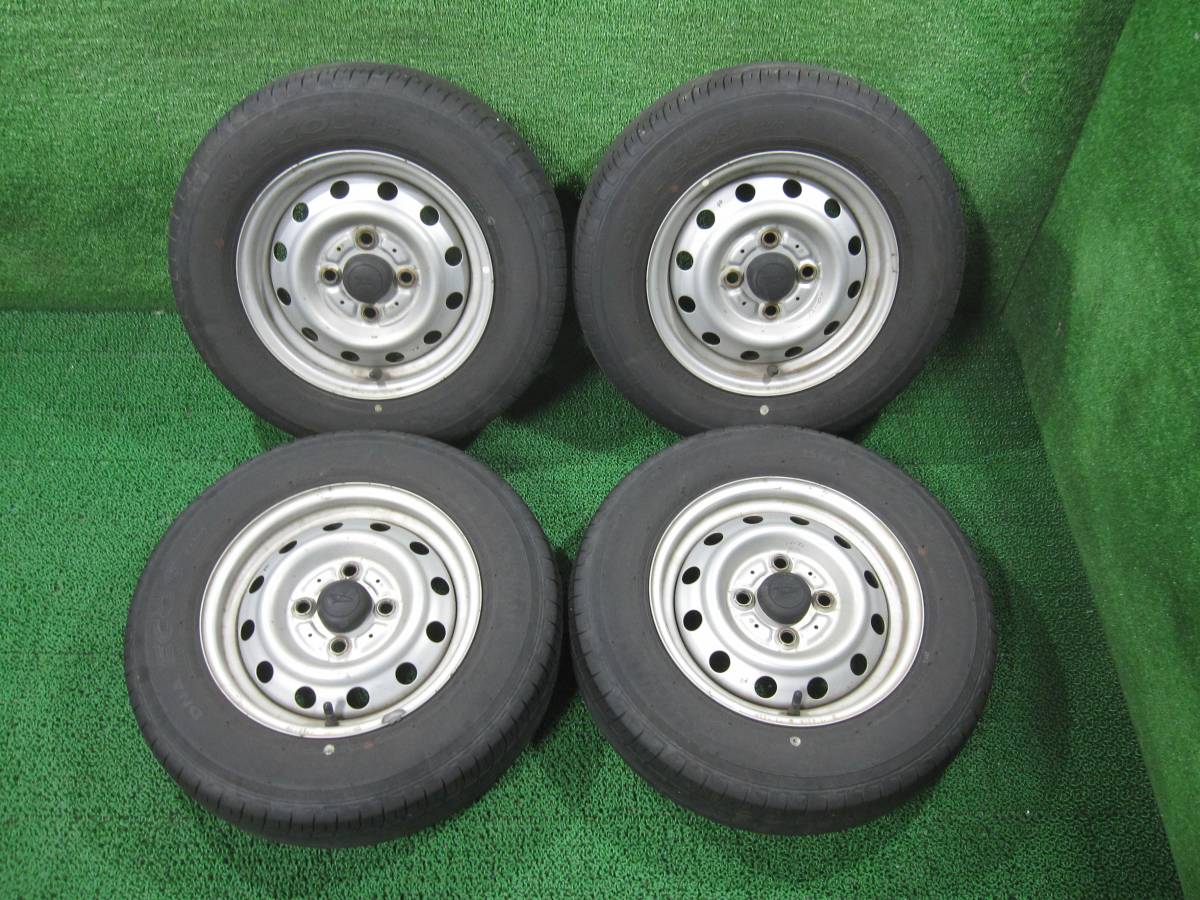 軽自動車に 鉄ホイール 12インチ 4穴 PCD100 タイヤ付 ヨコハマ エコス 