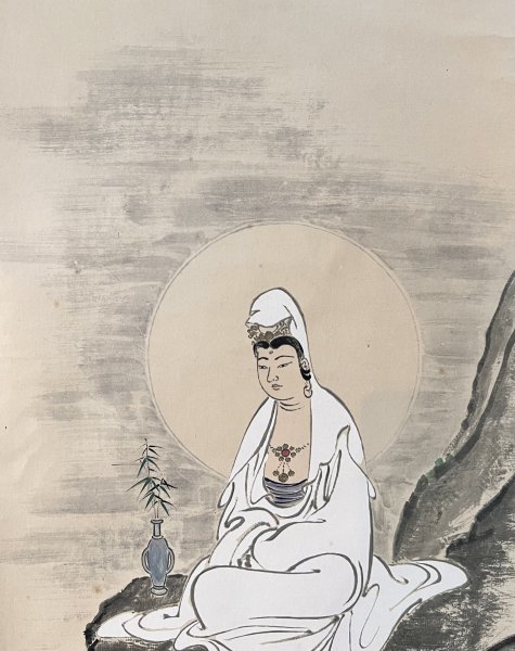 複製】世界救世教教祖 岡田茂吉『楊柳観音図』掛軸 紙本 工芸 仏画