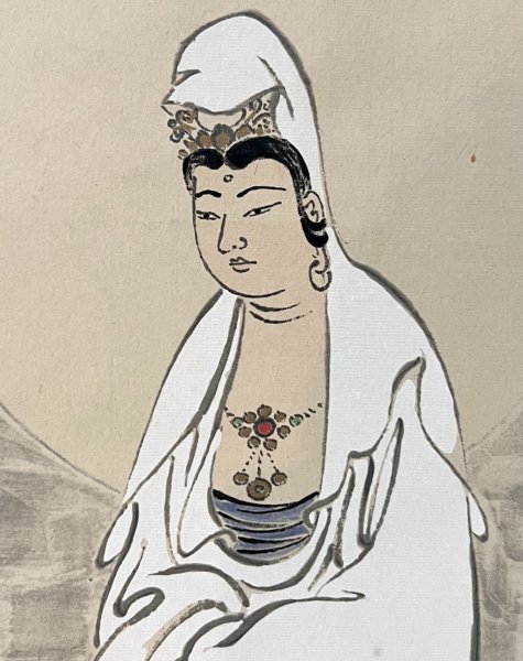 複製】世界救世教教祖 岡田茂吉『楊柳観音図』掛軸 紙本 工芸 仏画