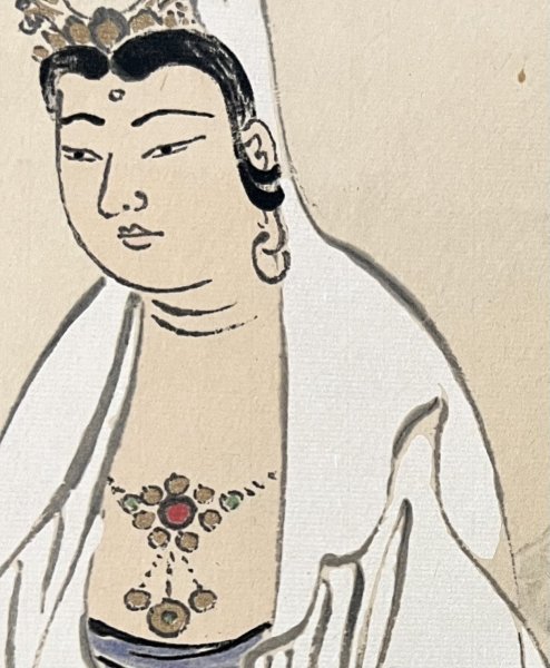 複製】世界救世教教祖 岡田茂吉『楊柳観音図』掛軸 紙本 工芸 仏画