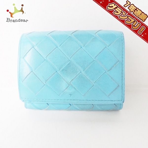 【✨美品✨】ボッテガヴェネタ 三つ折り財布 マキシイントレチャート ブルー ボッテガヴェネタ BOTTEGA VENETA 3つ折り財布 マキシイントレチャート