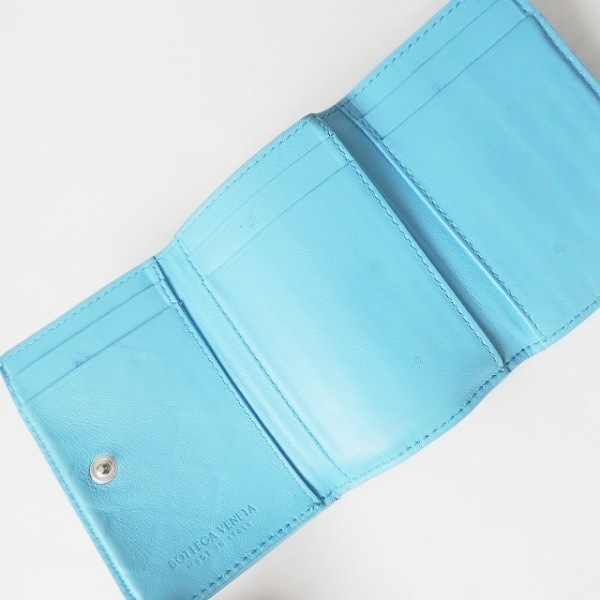 【✨美品✨】ボッテガヴェネタ 三つ折り財布 マキシイントレチャート ブルー ボッテガヴェネタ BOTTEGA VENETA 3つ折り財布 マキシイントレチャート