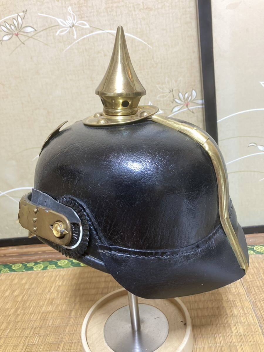 WW1 ドイツ帝国軍 ヘルメット ピッケルハウベ 革 レプリカ