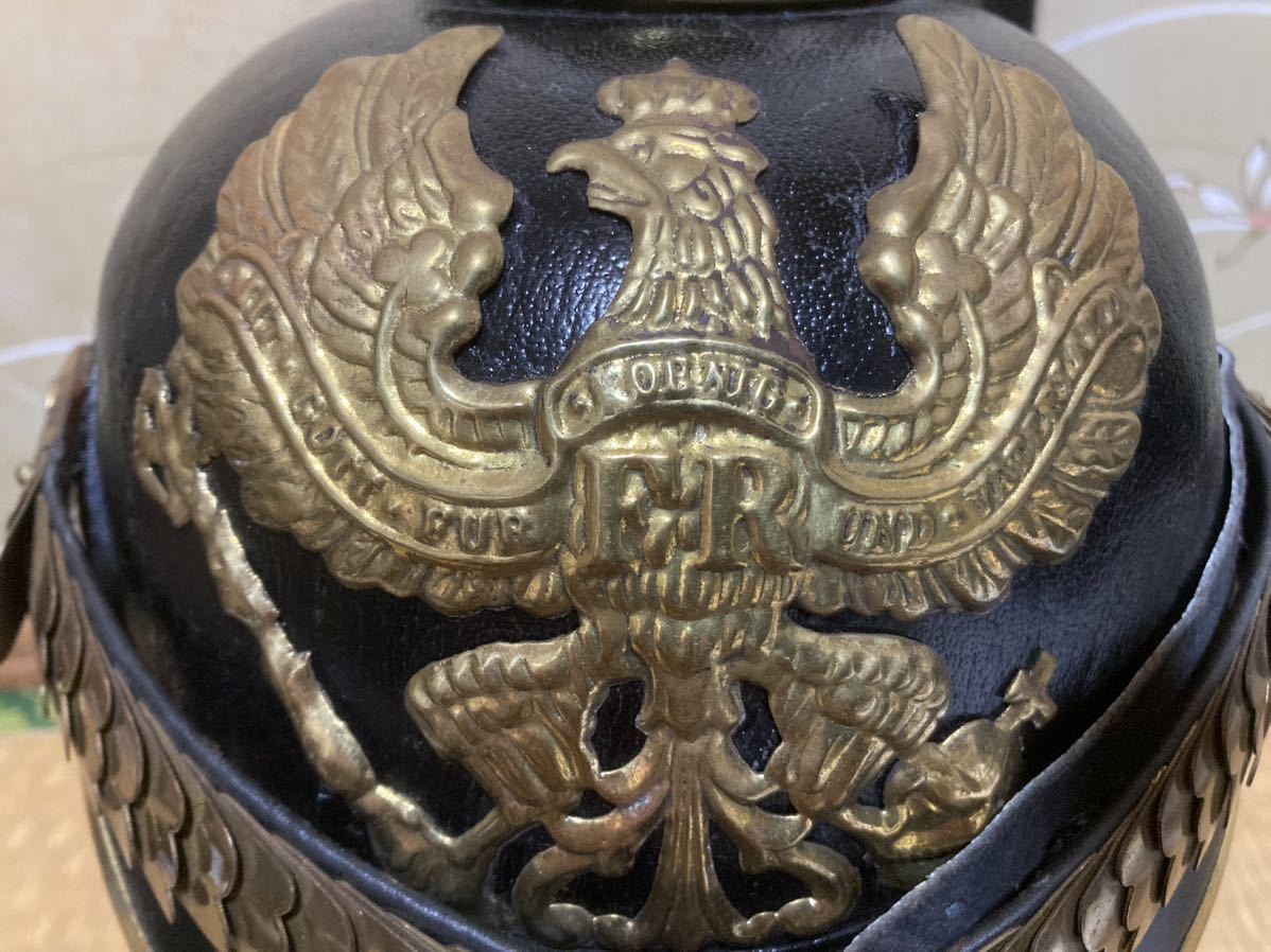 WW1 ドイツ帝国軍 ヘルメット ピッケルハウベ 革 レプリカ