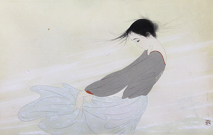 ■中島潔 【風のかなた】 京都版画院 木版画 直筆サイン