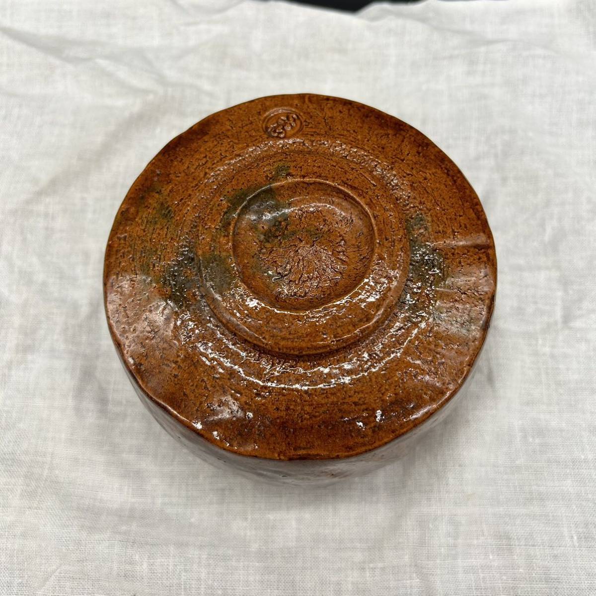 松雲窯 泉喜仙 作 赤茶碗 赤楽 大樋焼 共箱 共布 栞 茶道具 抹茶