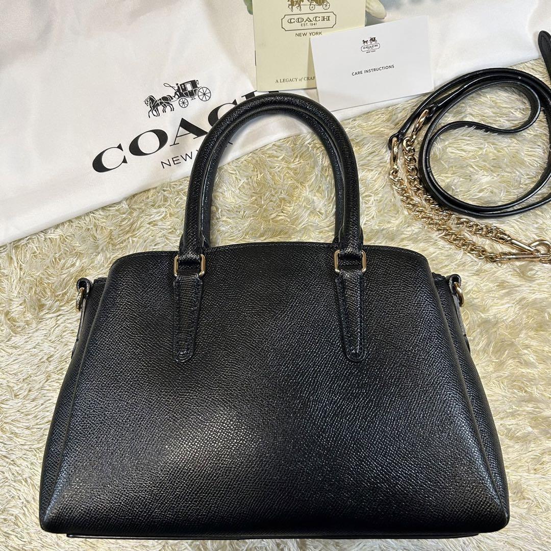 極美品】コーチ 28877 2way ショルダーバック レザー チェーン 黒 