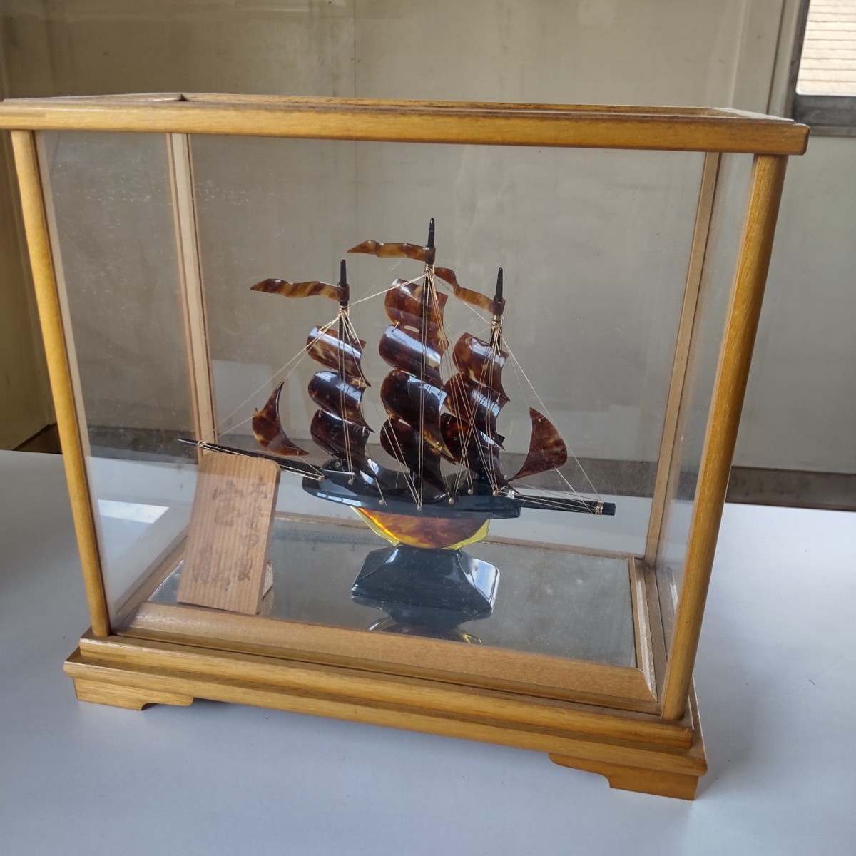 □n9-5【 宝船 鼈甲 日本 伝統工芸品 置物】 中古品 本鼈甲 べっ甲