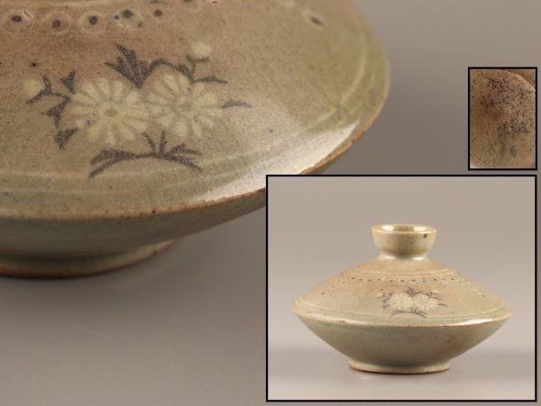 高麗青磁 白黒象嵌 古美術 極上品 朝鮮古陶磁器 時代物 高麗 古朝鮮 蔵出し